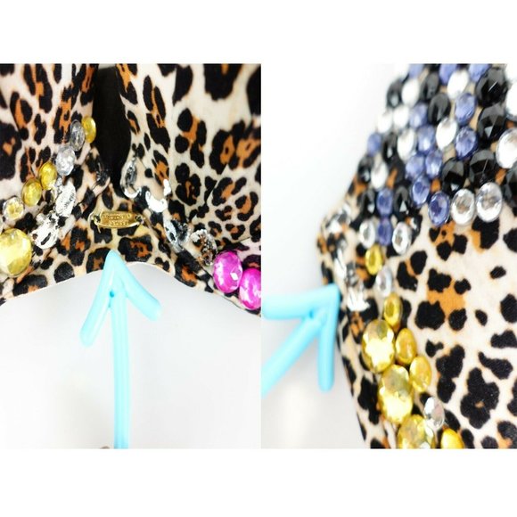 VICTORIA'S SECRET Brown Push Up Bra 32DD Padded Leopard Rhinestone Fabulous - Picture 7 of 12